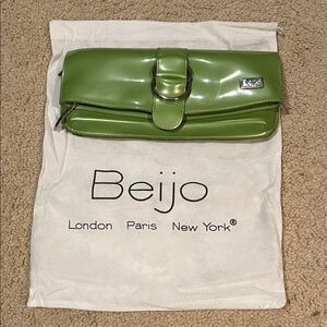 Beijo Glossy Lime Green Clutch
